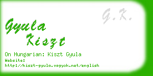 gyula kiszt business card